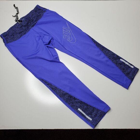 XS NIKE RUNNING BLACK PURPLE drawstring CAPRI PANTS LEGGINGS extra small - Picture 2 of 12